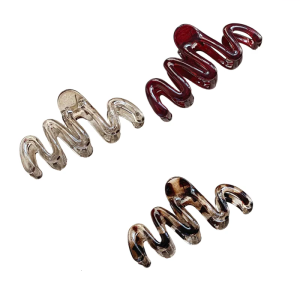 3Pcs Wavy Hair Claw For Women Long Hair Nonslip Resin Clip Practical Hair Accessories Strong Hold Comfortable Hairpiece