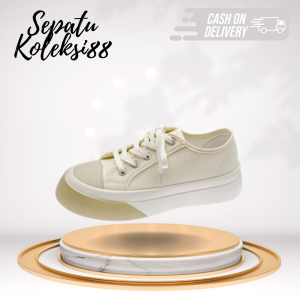 Sepatu Sneakers Wanita Casual Fashion Sport Shoes Hitam Beige Sepatukoleksi 226