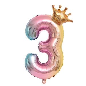 32inches Crown Number Balloon Free Straw and Glue Giant number foil balloon party deco