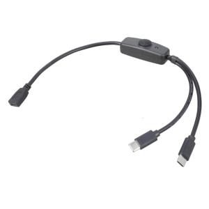 USB 5Pin to USB C Splitter Cord Female to Male Adapter Cable Wire with Power Button for LED Light and Fan 30cm