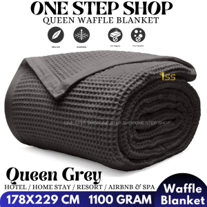 𝐐𝐔𝐄𝐄𝐍 Waffle Blanket 70x90inches Thermal Blanket Hypoallergenic & Soft Perfect Cozy Hostel Selimut