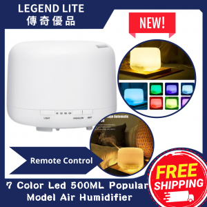 🇸🇬(SG STOCK)🔥HOME /OFFICE ESSENTIAL OIL DIFFUSER RAINBOW 7 LED 500ML HUMIDIFIER WITH REMOTE CONTROL AIR TREATMENT /OFFICE/BEDROOM