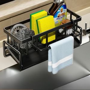 KUKE Rak Wastafel + Gantungan Lap | Sink Drain Rack Multifungsi | Tempat Pengering Sponge Sabun Cuci Piring Kokoh Tahan Lama