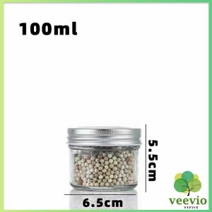 Veevio โถแก้วใสทรงกลม พร้อมฝาปิด สําหรับใส่อาหารแห้ง ผลไม้ ชา บิสกิต น้ําผึ้ง seal pot