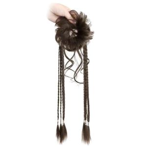 NBANLIKE Flower Bud Head Ball Head Wig Synthetic Ponytail Hairpiece Twist Braid Wig Bun Sweet Wig Bag Messy Curly Chignon Women