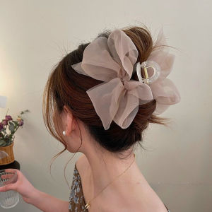 Elegant Velvet Bow Hair Clip Starry Rhinestone Hair Claw Fashion Solid Color Hair Clamp for Women
