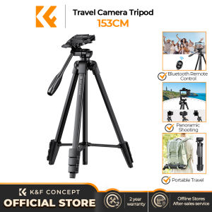 K&F CONCEPT 153cm S174A1 Aluminum Travel Tripod with Bluetooth Remote and Adjustable Height 360° Panorama Lightweight and Compact Fold for Travel and Outdoors