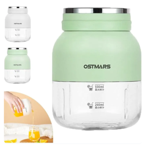 Máy Xay Sinh Tố Cầm Tay Mini OSTMARS Với 10 Lưỡi Dao Đa Năng Cối Nhựa Dung Tích 500ML Máy Xay Sạc Pin Tích Điện 2IN1 Kiêm Bình Nước Tặng Kèm Dây Đeo Tiện Lợi