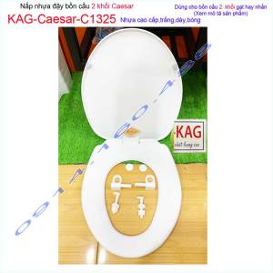 [HCM]Nắp đậy cho bồn cầu Ceasar KAG-C1325 nắp xí bệt 2 khối nhựa trắng bóng dày đẹp sử dụng siêu bền
