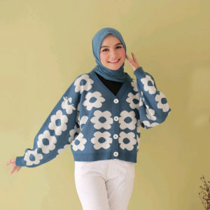 GRATIS ONGKIR Cardigan Flower PREMIUM TEBAL Rajut Korea Bunga-Bunga Flowy Knit By Overloady