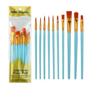 10 Pcs Brushes Set Nylon Watercolor Acrylic Brushes Set Drawing and Art Supplies For Detailed Artwork