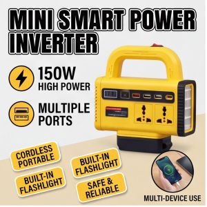 150W New Cordless Portable Mini Smart Inverter With Flashlight Power Converter Power Station For Home Solar
