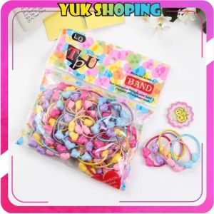 ✧YUKSHOPING✧ R201 Ikat Rambut Anak Anak Karakter isi 50pc Karet Ikat Rambut Kuncir Rambut Headband