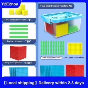【Local shipping】 1 Set Kids Math Plaything Ten Hundred Thousand Blocks Complete Kit Math Blocks Plastic Base Toys Counting Cubes Games