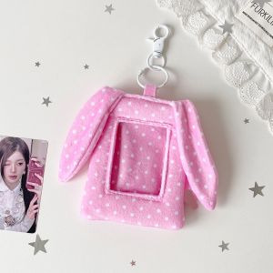 YOUSHI TOP Tai thỏ Giá đỡ ảnh thẻ chấm bi Đồ trang trí treo có móc khóa Khung ảnh thẻ ảnh Bìa thẻ vải Thẻ ảnh thần tượng Miếng dán bảo vệ thẻ thần tượng Bạn bè sinh viên