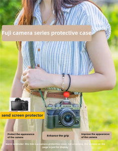 【NEW F】Camera Bag for Fujifilm X-T5 Protective Case Camera Leather Cover with Shoulder Strap Accessories