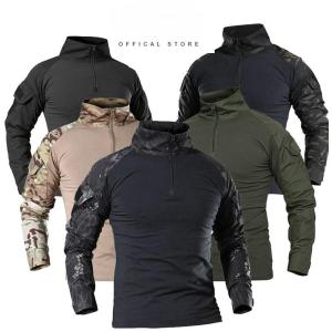ZITY Men’s Tactical Long Sleeve Shirt Camo Quick Dry Moisture Wicking Lightweight Breathable Outdoor Hunting Hiking Fishing Shirt