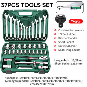 Isku Kunci Shock Set Alat Kunci Pas 61 Potong Wrench Ring Wrench Set Auto Tool Set Tool Box Kunci Torsi Tool Set Motor Wrench Set/Tool Set Box /Kunci Pas Tangan Kotak Alat Kunci Pas Mata Sok Perbaikan Otomatis Tool Kit