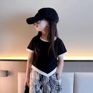 DOCUT เสื้อผ้าเด็กผญ 5-6ปี ชุดเด็กโตหญิง เสื้อเด็กผู้หญิงเอวลอยชุดเด็กหญิงเสื้อเชิ้ตเด็กใหญ่กางเกงขากว้างรุ่นบาง