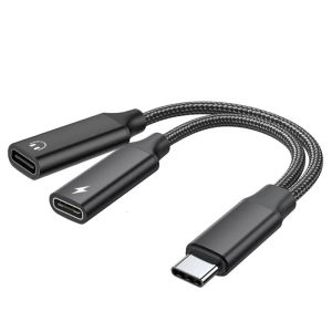 USB ท่องเที่ยวแบบอเนกประสงค์ตัวแปลงอะแดปเตอร์สำหรับหูฟังเพลงและการชาร์จความเร็วสูง60W ความสามารถ PD