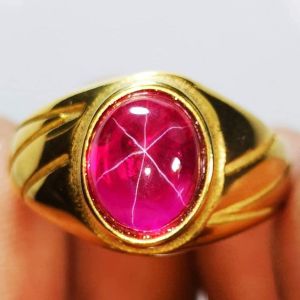 Batu cincin Pink Star Sapphire 6 Rays Star Tajam hight Quality