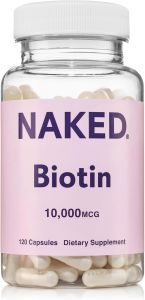 NAKED Biotin 10000mcg - Thực phẩm bổ sung Vitamin B7 cường độ cao cho tóc da và móng khỏe mạnh - Không biến đổi gen không gluten thuần chay - Hỗ trợ sản xuất Keratin - 120 viên nang