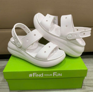Sandal 2 quai Cross Crush thường đế cao 7cm cho nữ tặng 10 sticker màu trẮNG
