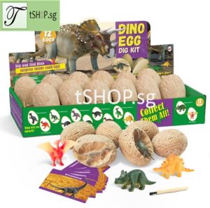 [SG stock] 12 Dino Eggs Dig Kit Dinosaur Egg STEM Educational Toy Archaeology Excavation Easter Gems Glow children day