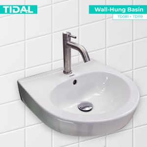 Set Wastafel Keramik Gantung Tembok Tidal TD081 Minimalis