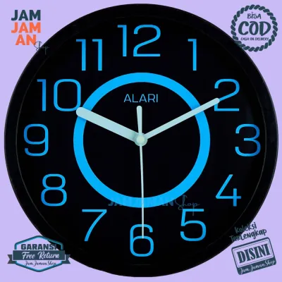 Jam Dinding Quartz Hiasan Kamar Minimalis BestSeller Alari AL1181 Unik Blue Original