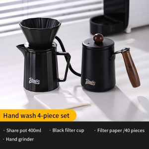 BINCOO Coffee Drippper Set Hand Brewed Coffee Set Home Ceramic Coffee Sharing Pot V60 Coffee Manual Grinder Set 600ML