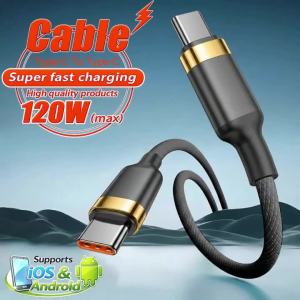 120W Type C Fast Charging Cable For Xiaomi iPhone 15 16 17 Pro Max S25 S24 Usb C To Type C Mobile Phone Cables