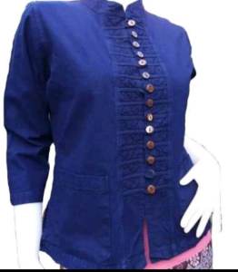 เสื้อม่อฮ่อมคอจีนหม้อห้อมแขนสามส่วนเสื้อหม้อห้อมกะดุมกะลามีกระเป๋าหม้อห้อมฝอกนุ่ม