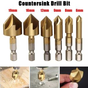 Mata Bor HSS 6-19mm Countersink Set 6pcs Set Plat Besi Metal Gold Chamfer BT3