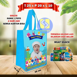 (25 PCS) Tas Ultah Pake foto Anak free design / tas Ulang Tahun Pake Foto Anak / Tas ulang tahun anak karakter cewek cowok gratis tambah nama dan foto / souvenir ultah free design / Goodie bag ultah anak termurah dan terlaris