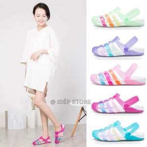 Dép Cross sandal - Giày sục nhựa dẻo đan lưới bít mũi nữ IDÉP đi mưa siêu nhẹ siêu bền - GL044