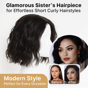 Elegant Retro Hong Kong Style Wig Cute Short Wavy Wig Women Natural Hair Clip Hairpiece Hair Extensions