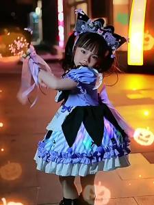 Váy ngắn tay mùa hè mới cho bé gái thời trang dễ thương Kuromi Lolita Váy công chúa váy phồng cho trẻ em