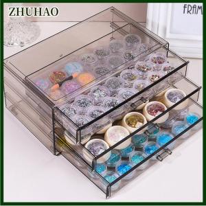 ZHUHAO กล่องเก็บเครื่องประดับกล่องเก็บเครื่องประดับมีกาวทาเล็บกล่องแบ่งช่องโปร่งใสความจุขนาดใหญ่กล่องเก็บตั้งโต๊ะสำหรับร้านเสริมสวย