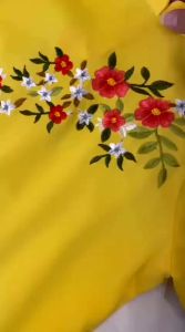 Bộ áo dài kèm quần lụa cho bé gái Sen Shop thêu hoa tỉ mỉ mịn mạng thoáng mát cao cấp loại 1 tặng kèm cài tóc dễ thương xinh xắn