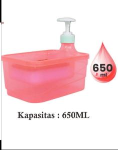 Dispenser Sabun Cuci Piring Tempat Sabun Cuci Piring Bentuk Kotak 650Ml Wadah Botol Kotak Sabun Cair Piring Free Spons