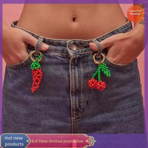 Graceful New Colorful Beaded Fruit Series Apple Watermelon Bag Charm Pendant Keychain For Women Girls Bag Decoration Accessories