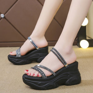 Elegant Womans Sandals Open Toe Slope Heels 8 cm Girls Sandals Buckle Size 34-39