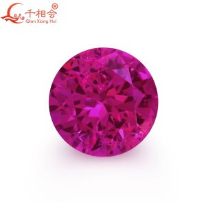 รูปร่างกลมใบรับรอง AGL หินซัฟไฟร์สังเคราะห์สีชมพูกุหลาบสีแดงตัดเพชรพร้อมที่มองเห็นได้สำหรับเครื่องประดับ DIY อุปกรณ์เสริม