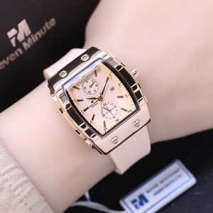 (COD) PREMIUM Fashion WATCH Terlaris ORIGINAL Jam Tangan Kasual ANALOG Mewah SEVEN MINUTE New M763W Series WANITA Strap RUBBER |KARET| D : 35 cm TANGGAL AKTIF✅ Chrono Variasi (Off) Free BOX Exclusive Dan BATERAI Cadangan WATER RESIST 100M [TAHAN AIR]
