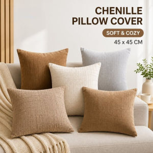 Throw Pillow Cover Textured Chenille Dutch Velvet Solid Soft Decorative Sofa Cushion Case