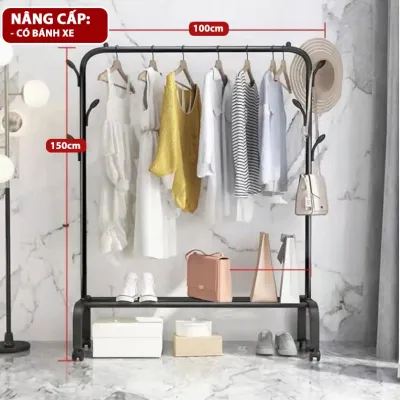 Kệ Treo Quần Áo Kim Loại - Giá Treo Quần Áo 1 Tầng Có 1 Giàn Treo Tiện Lợi Bền Bỉ 1G1T