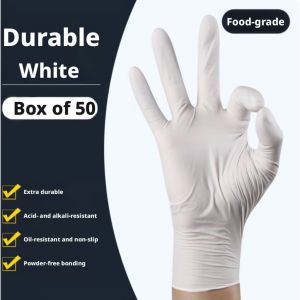 50pcs Food Grade Disposable Nitrile Gloves Waterproof Non-Slip Kitchen Dishwashing Protective Gloves