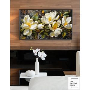 Tranh in Canvas Hoa Mộc Lan Trắng Rực Rõ (Có hình thật - Đã có khung móc đinh treo) - The Canvas House
