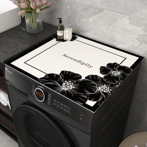 DADOMYD Silicone Anti-Slip Washing Machine Cover Pad Decorative Floral Pattern Dustproof Protector Mat Exquisite Square Washing Machine Protector Mat for Appliance Dustproof Protection